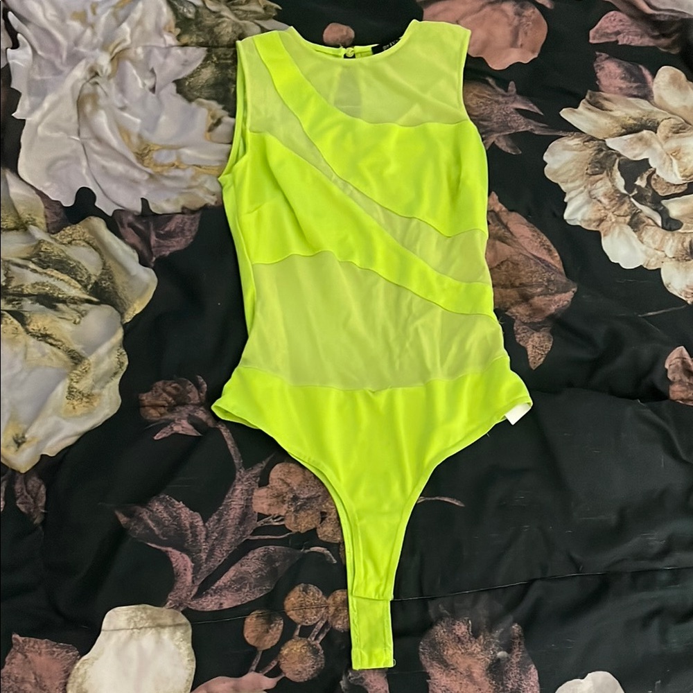 Fashion Nova Green Bodysuit with High Neckline